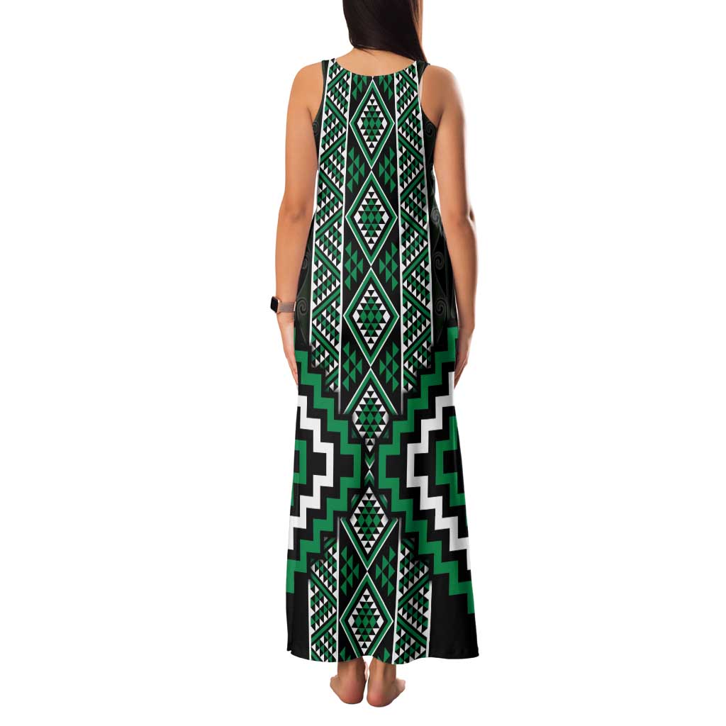 Jade Tukutuku Pattern Aotearoa Family Matching Tank Maxi Dress and Hawaiian Shirt Niho Taniwha and Puhoro Motifs LT7 - Polynesian Pride