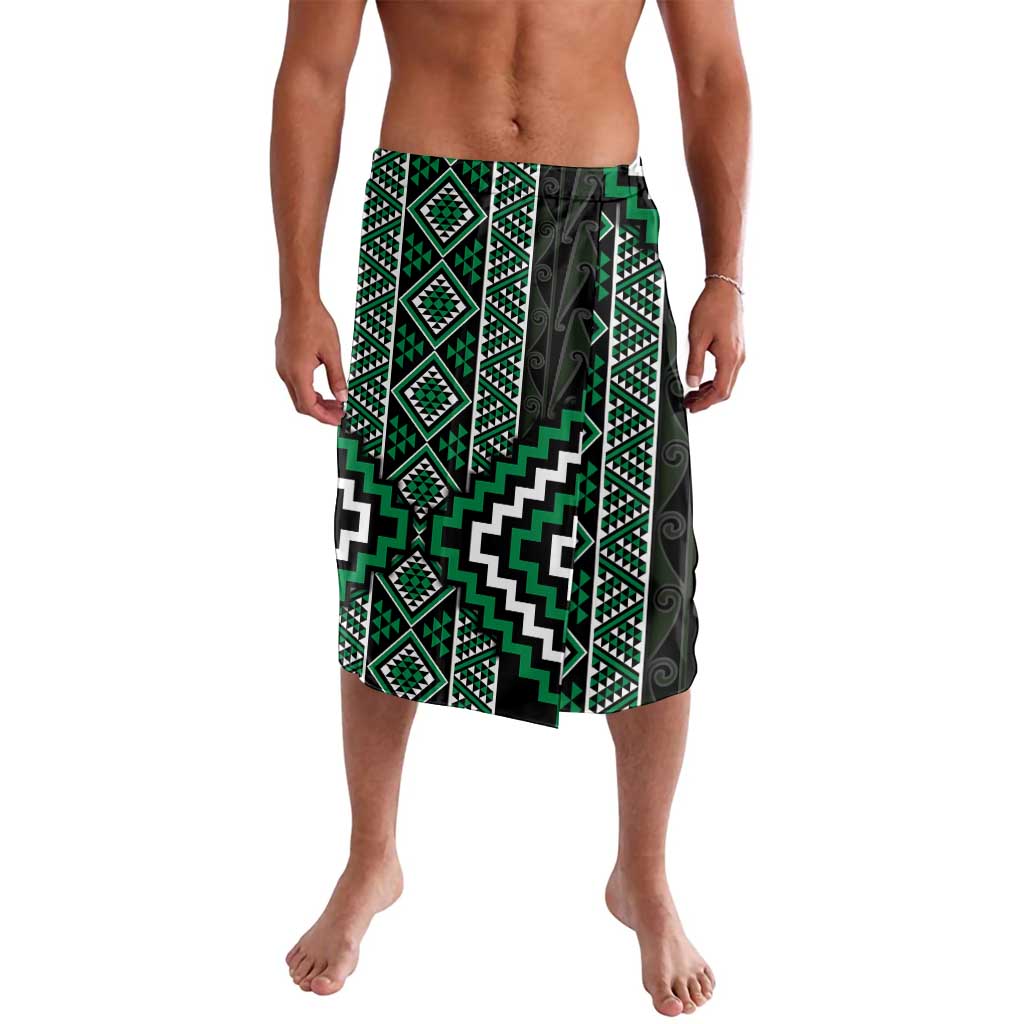 Jade Tukutuku Pattern Aotearoa Lavalava Niho Taniwha and Puhoro Motifs LT7 Green - Polynesian Pride