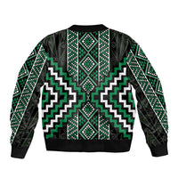 Jade Tukutuku Pattern Aotearoa Sleeve Zip Bomber Jacket Niho Taniwha and Puhoro Motifs LT7 - Polynesian Pride