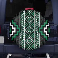 Jade Tukutuku Pattern Aotearoa Spare Tire Cover Niho Taniwha and Puhoro Motifs LT7 No hole Green - Polynesian Pride