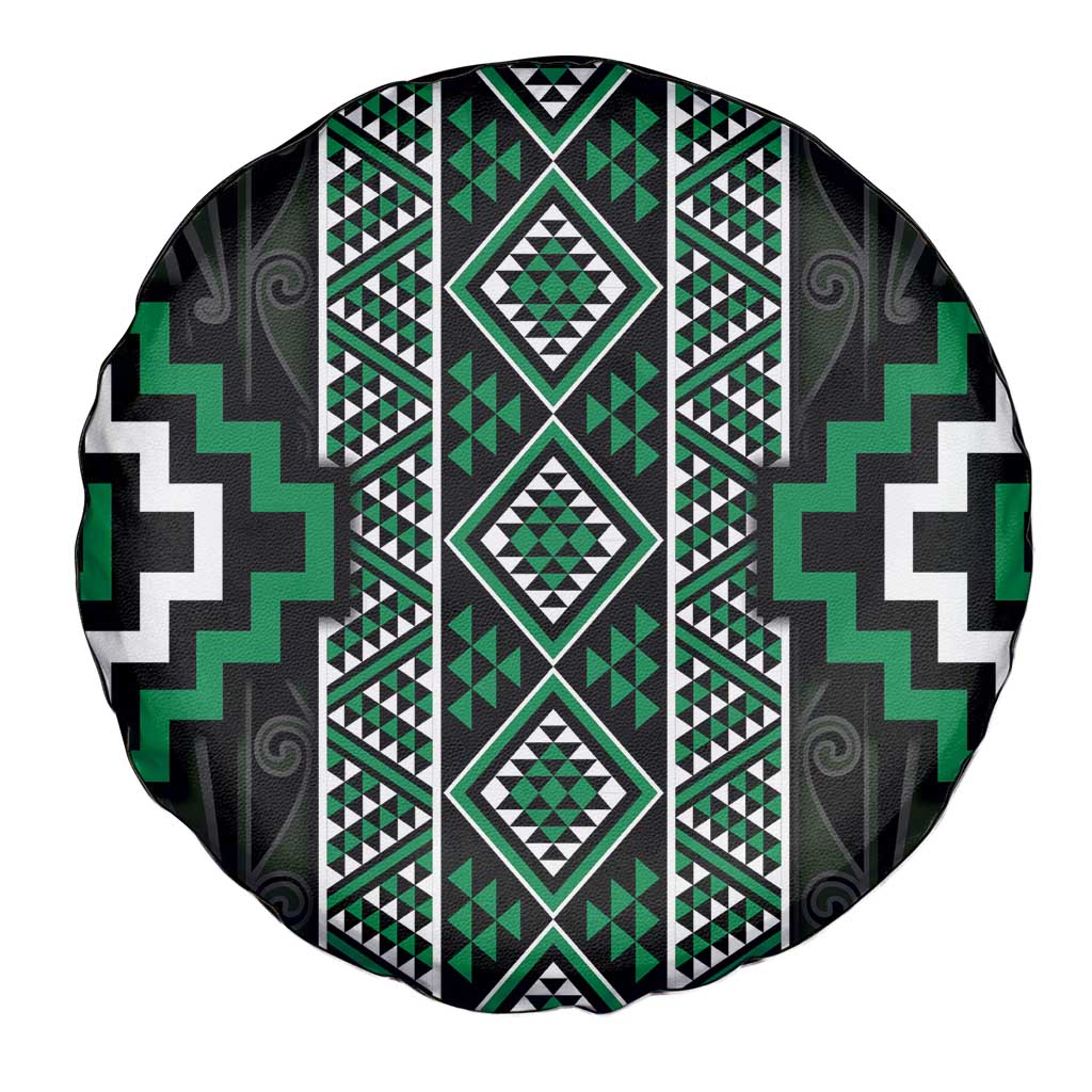 Jade Tukutuku Pattern Aotearoa Spare Tire Cover Niho Taniwha and Puhoro Motifs LT7 - Polynesian Pride