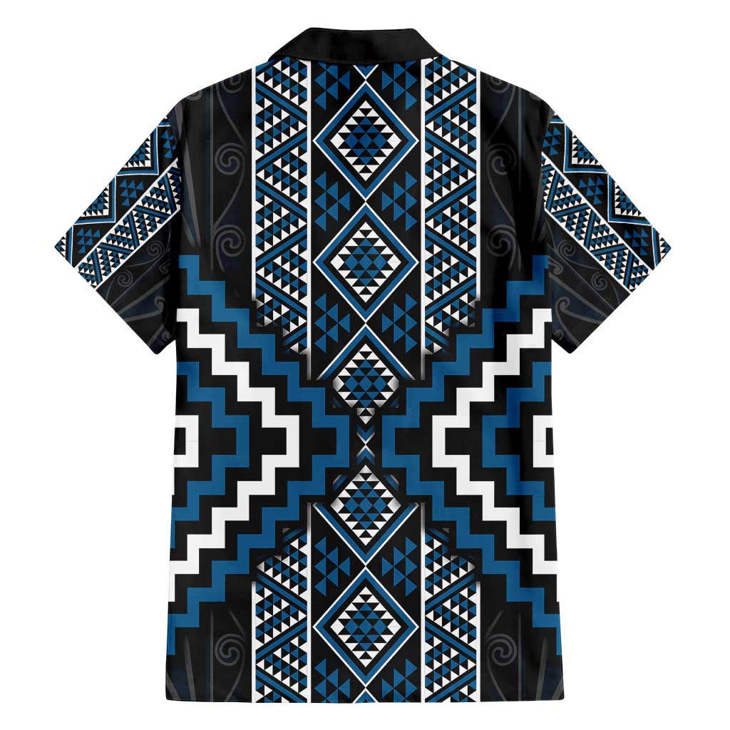 Azure Tukutuku Pattern Aotearoa Family Matching Summer Maxi Dress and Hawaiian Shirt Niho Taniwha and Puhoro Motifs LT7 - Polynesian Pride