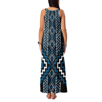 Azure Tukutuku Pattern Aotearoa Family Matching Tank Maxi Dress and Hawaiian Shirt Niho Taniwha and Puhoro Motifs LT7 - Polynesian Pride