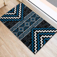 Azure Tukutuku Pattern Aotearoa Rubber Doormat Niho Taniwha and Puhoro Motifs
