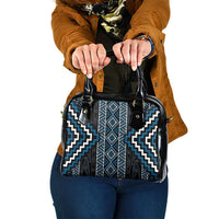 Azure Tukutuku Pattern Aotearoa Shoulder Handbag Niho Taniwha and Puhoro Motifs LT7 One Size Blue - Polynesian Pride