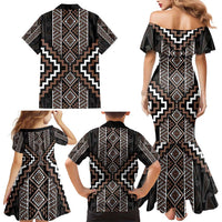 Classic Tukutuku Pattern Aotearoa Family Matching Mermaid Dress and Hawaiian Shirt Niho Taniwha and Puhoro Motifs LT7 - Polynesian Pride