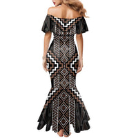 Classic Tukutuku Pattern Aotearoa Family Matching Mermaid Dress and Hawaiian Shirt Niho Taniwha and Puhoro Motifs LT7 - Polynesian Pride