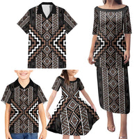 Classic Tukutuku Pattern Aotearoa Family Matching Puletasi and Hawaiian Shirt Niho Taniwha and Puhoro Motifs LT7 - Polynesian Pride