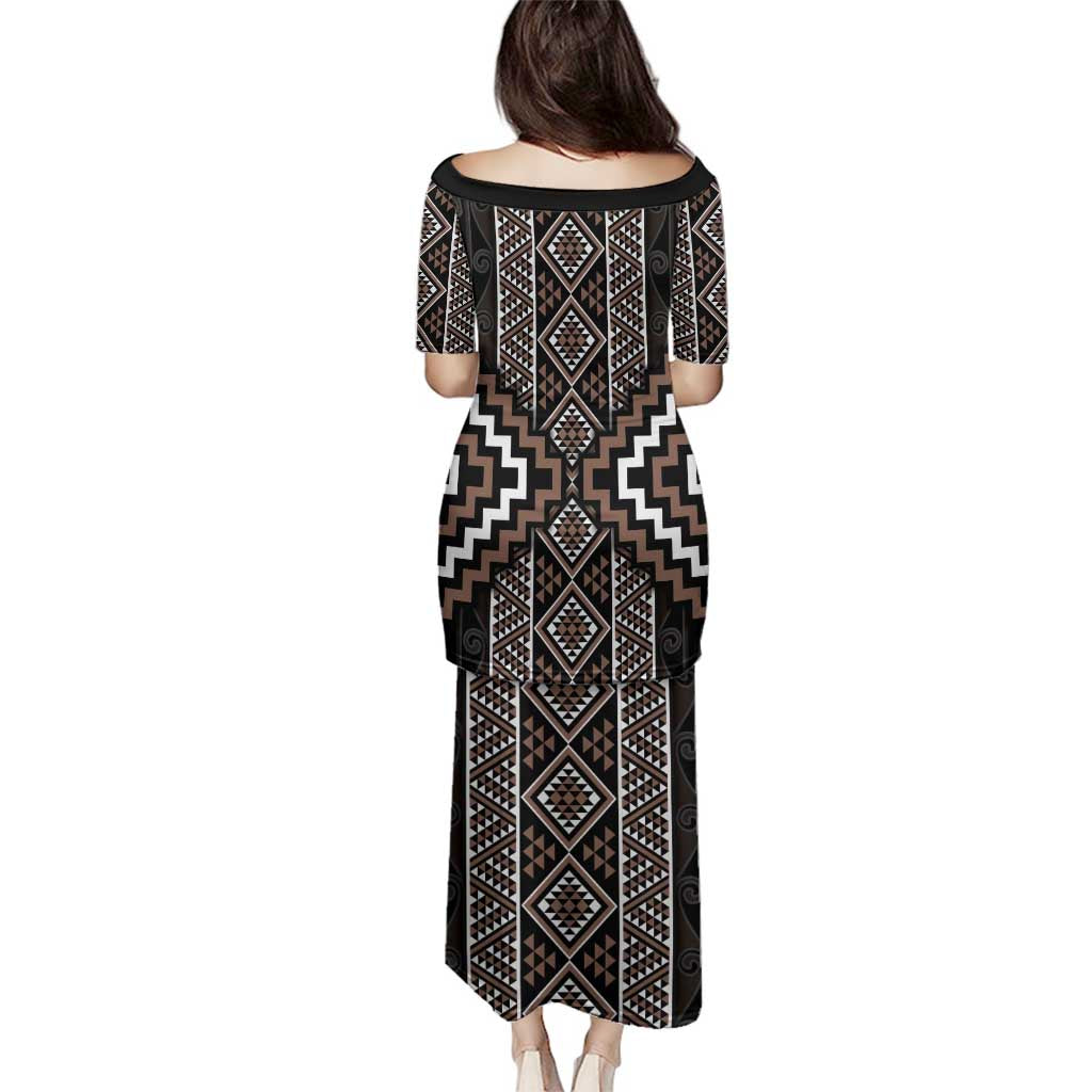 Classic Tukutuku Pattern Aotearoa Family Matching Puletasi and Hawaiian Shirt Niho Taniwha and Puhoro Motifs LT7 - Polynesian Pride