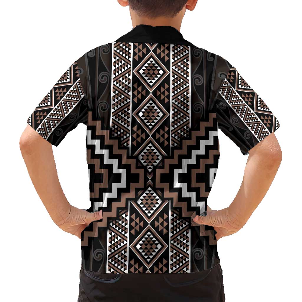 Classic Tukutuku Pattern Aotearoa Family Matching Summer Maxi Dress and Hawaiian Shirt Niho Taniwha and Puhoro Motifs LT7 - Polynesian Pride