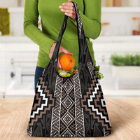 Classic Tukutuku Pattern Aotearoa Grocery Bag Niho Taniwha and Puhoro Motifs