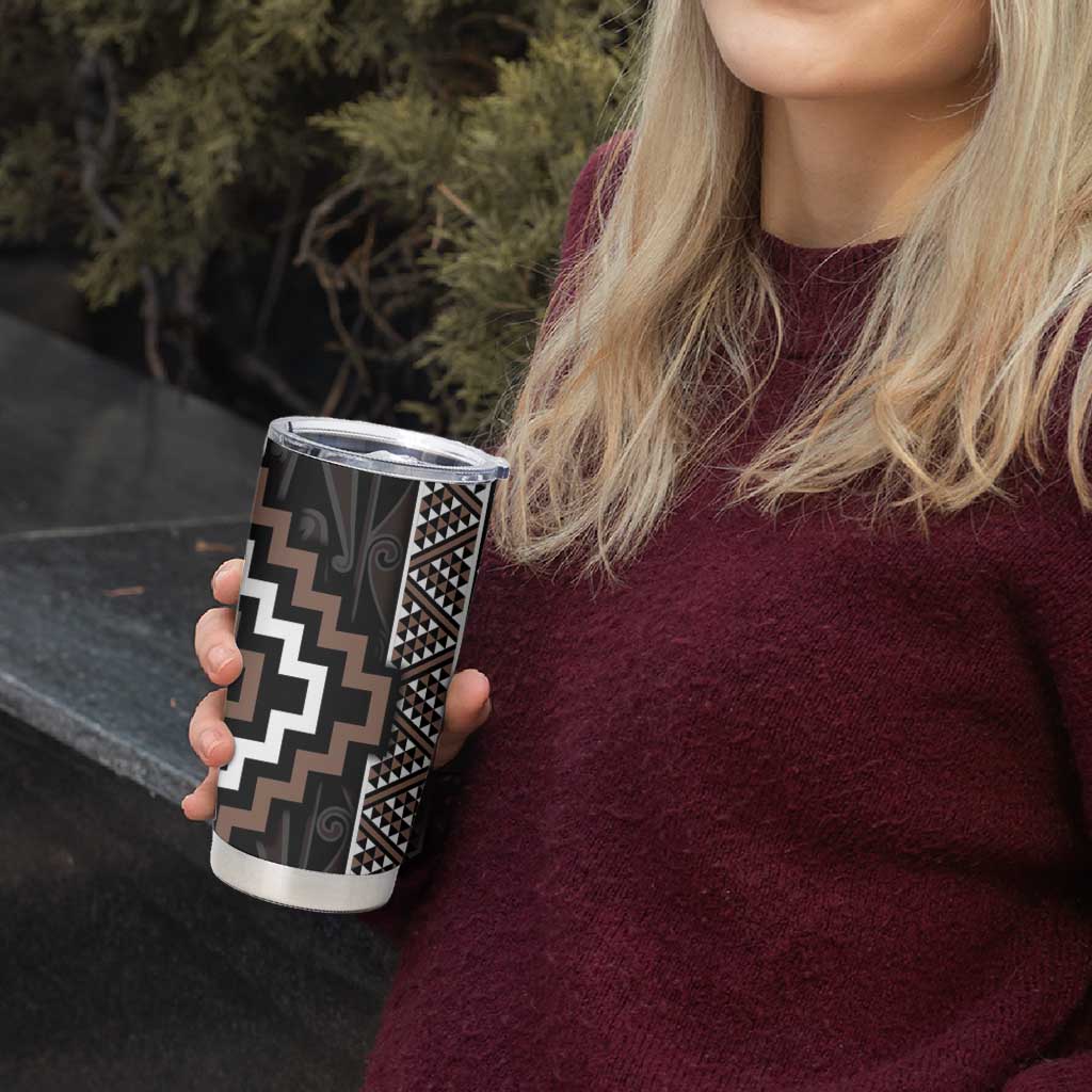 Classic Tukutuku Pattern Aotearoa Tumbler Cup Niho Taniwha and Puhoro Motifs