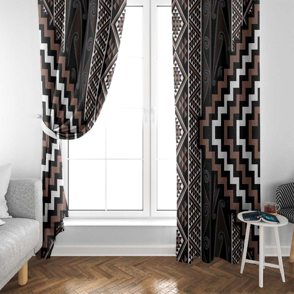 Classic Tukutuku Pattern Aotearoa Window Curtain Niho Taniwha and Puhoro Motifs