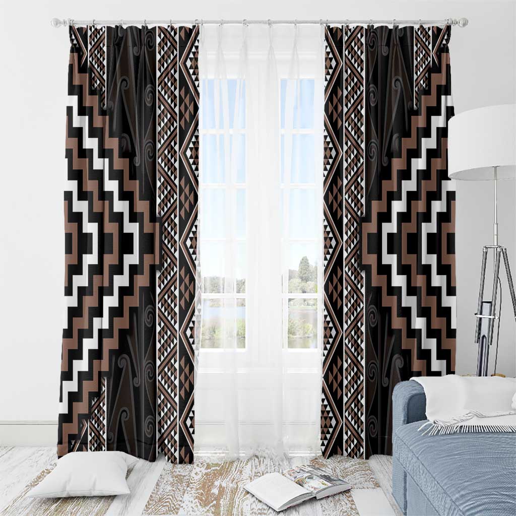 Classic Tukutuku Pattern Aotearoa Window Curtain Niho Taniwha and Puhoro Motifs