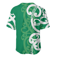 Pounamu Green Maori Baseball Jersey Koru Kowhaiwhai - Polynesian Pride