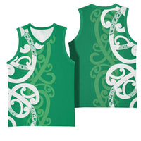 Pounamu Green Maori Basketball Jersey Koru Kowhaiwhai - Polynesian Pride