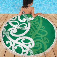 Pounamu Green Maori Beach Blanket Koru Kowhaiwhai - Polynesian Pride