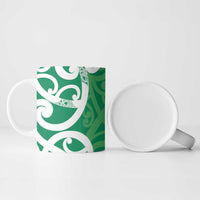 Pounamu Green Maori Ceramic Mug Koru Kowhaiwhai - Polynesian Pride