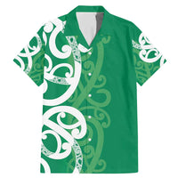 Pounamu Green Maori Family Matching Mermaid Dress and Hawaiian Shirt Koru Kowhaiwhai LT7 Dad's Shirt - Short Sleeve Green - Polynesian Pride