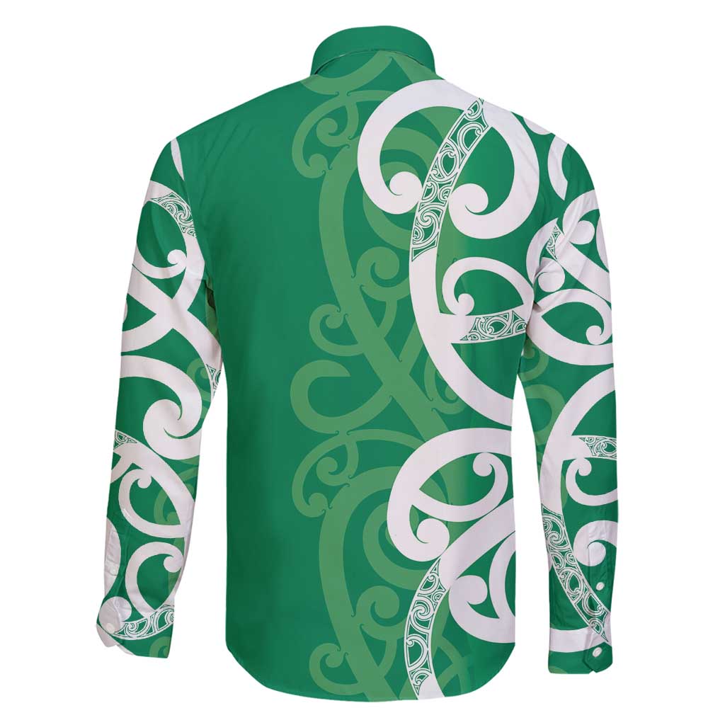 Pounamu Green Maori Family Matching Off Shoulder Maxi Dress and Hawaiian Shirt Koru Kowhaiwhai LT7 - Polynesian Pride