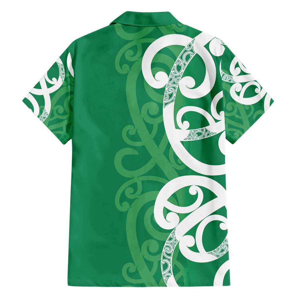 Pounamu Green Maori Family Matching Off Shoulder Short Dress and Hawaiian Shirt Koru Kowhaiwhai LT7 - Polynesian Pride