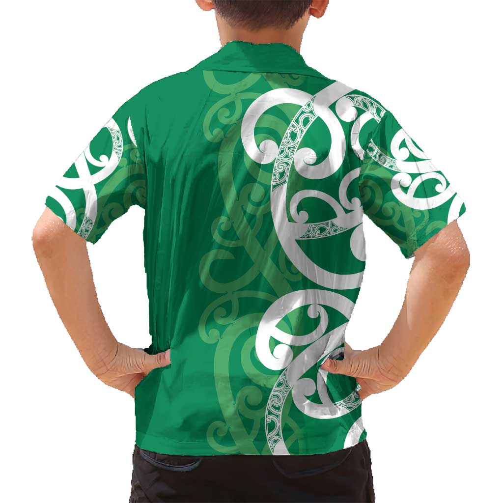 Pounamu Green Maori Family Matching Tank Maxi Dress and Hawaiian Shirt Koru Kowhaiwhai LT7 - Polynesian Pride
