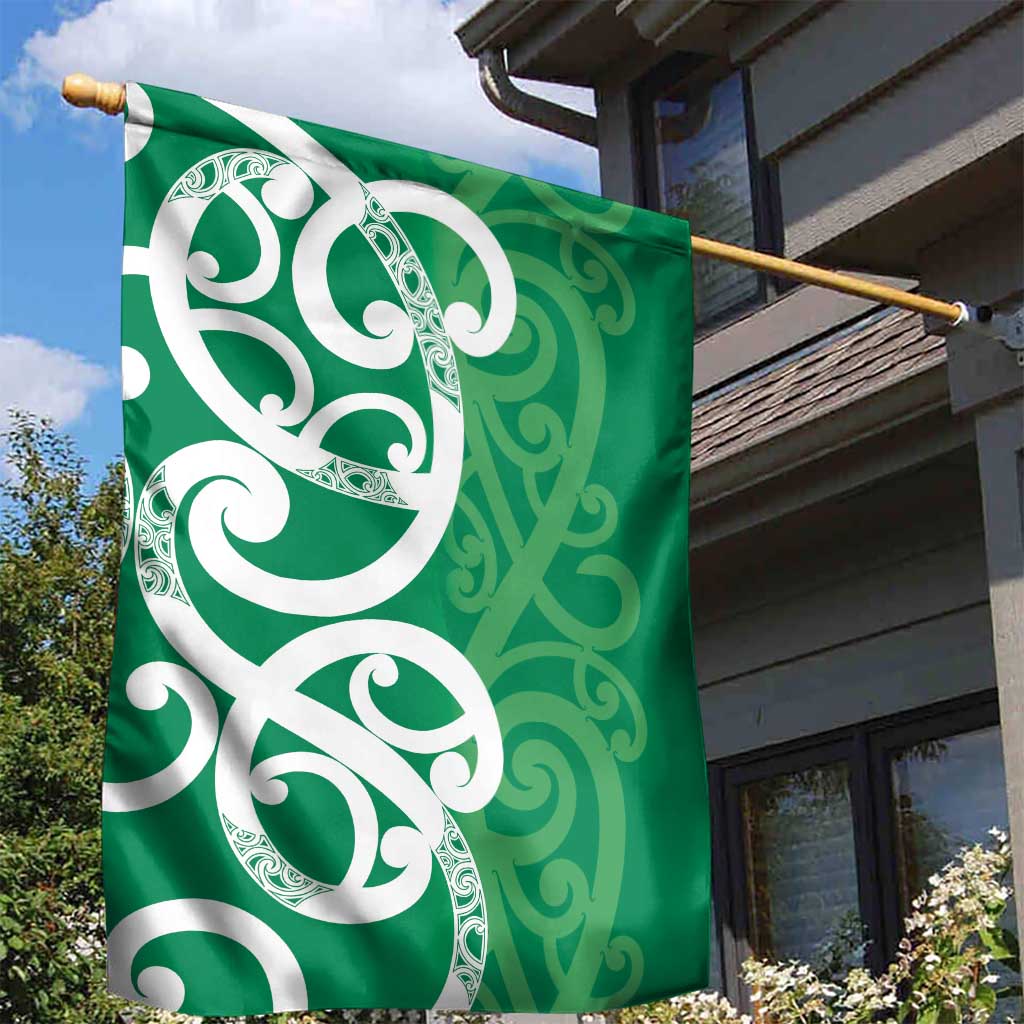 Pounamu Green Maori Garden Flag Koru Kowhaiwhai LT7 - Polynesian Pride