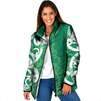 Pounamu Green Maori Padded Jacket Koru Kowhaiwhai - Polynesian Pride