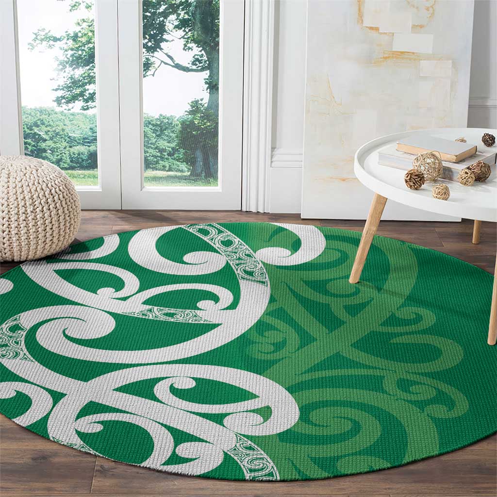 Pounamu Green Maori Round Carpet Koru Kowhaiwhai - Polynesian Pride