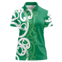 Pounamu Green Maori Women Polo Shirt Koru Kowhaiwhai LT7 Female Green - Polynesian Pride
