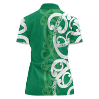 Pounamu Green Maori Women Polo Shirt Koru Kowhaiwhai LT7 - Polynesian Pride
