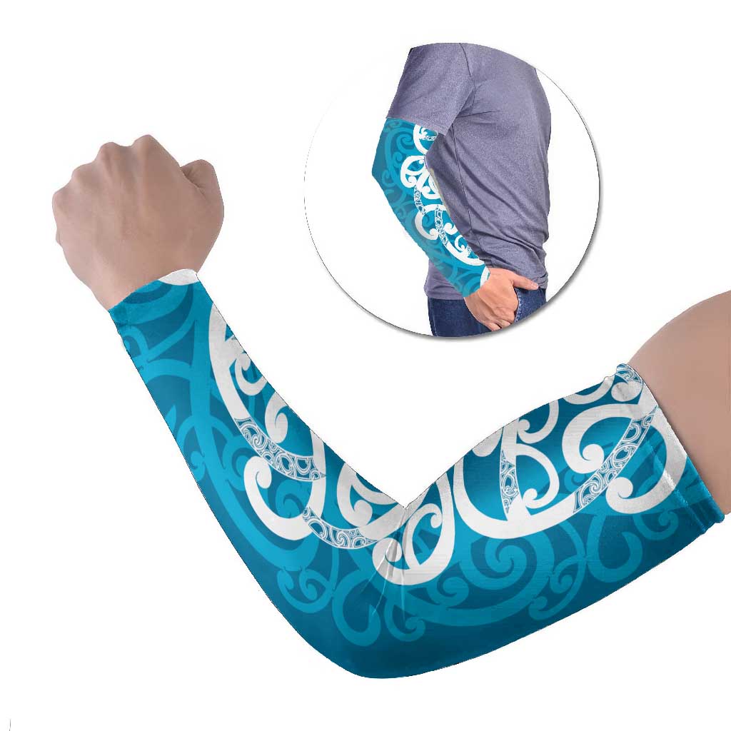 Azure Blue Maori Arm Sleeves Koru Kowhaiwhai - Polynesian Pride