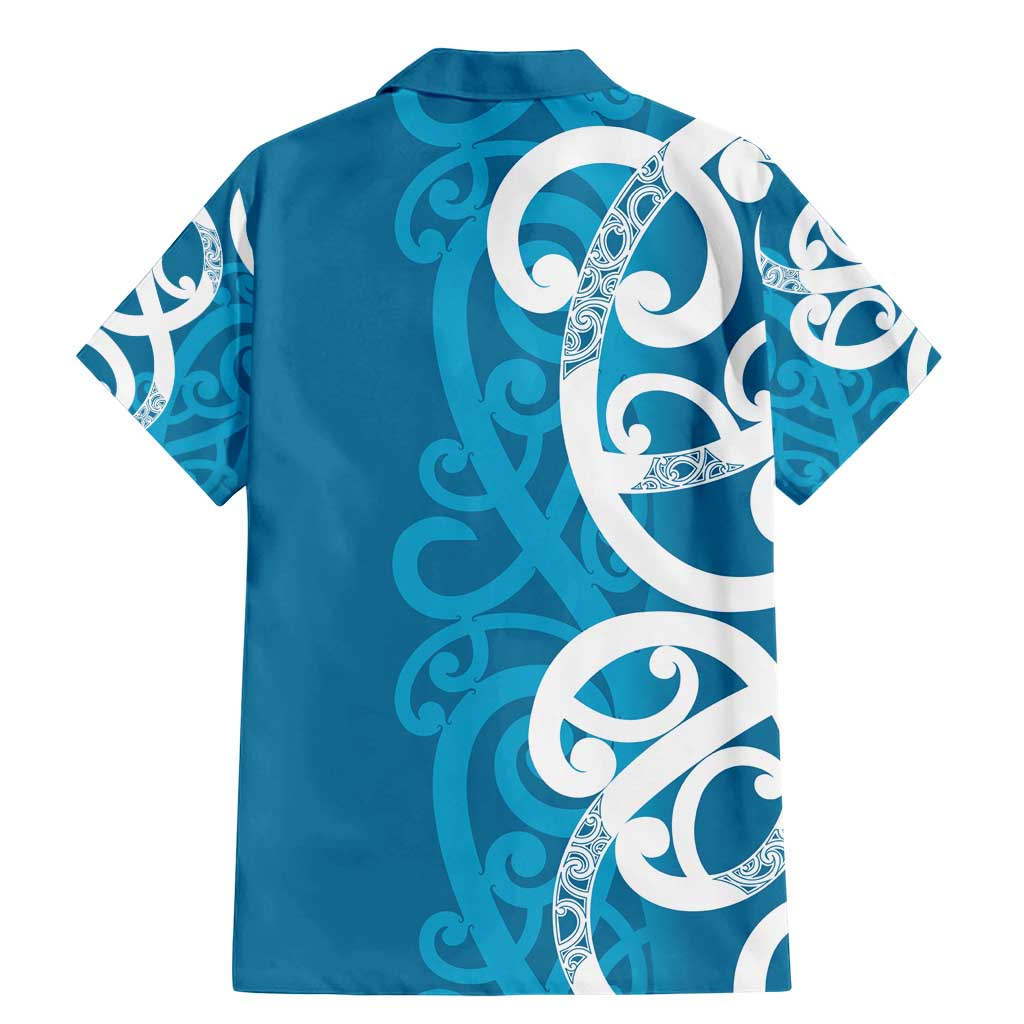 Azure Blue Maori Family Matching Mermaid Dress and Hawaiian Shirt Koru Kowhaiwhai LT7 - Polynesian Pride