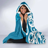 Azure Blue Maori Hooded Blanket Koru Kowhaiwhai - Polynesian Pride