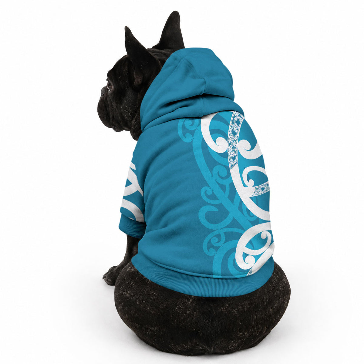 Azure Blue Maori Pet Hoodie Koru Kowhaiwhai