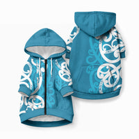 Azure Blue Maori Pet Hoodie Koru Kowhaiwhai