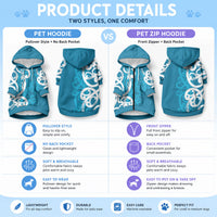 Azure Blue Maori Pet Hoodie Koru Kowhaiwhai