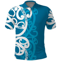 Azure Blue Maori Polo Shirt Koru Kowhaiwhai LT7 Blue - Polynesian Pride