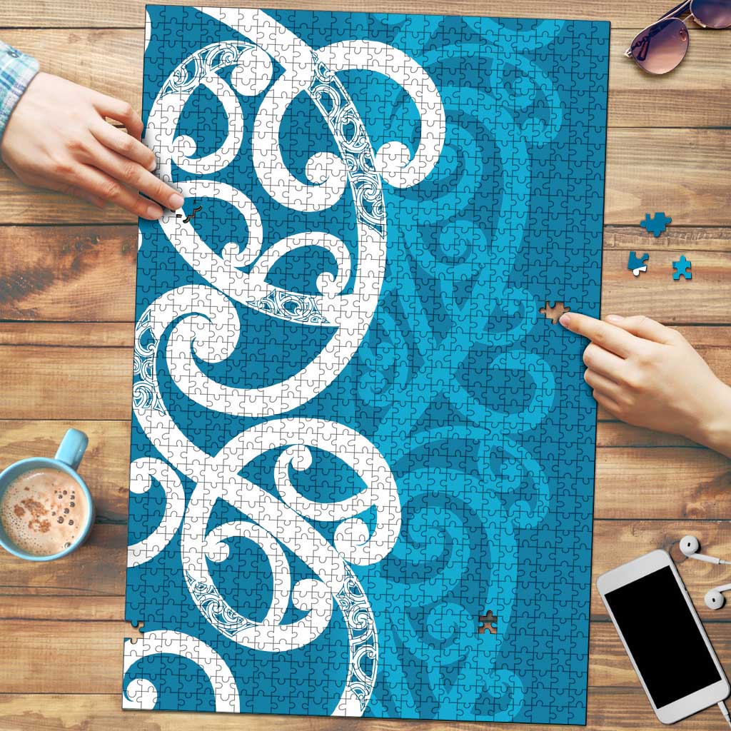 Azure Blue Maori Puzzle Koru Kowhaiwhai - Polynesian Pride