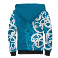 Azure Blue Maori Sherpa Hoodie Koru Kowhaiwhai LT7 - Polynesian Pride