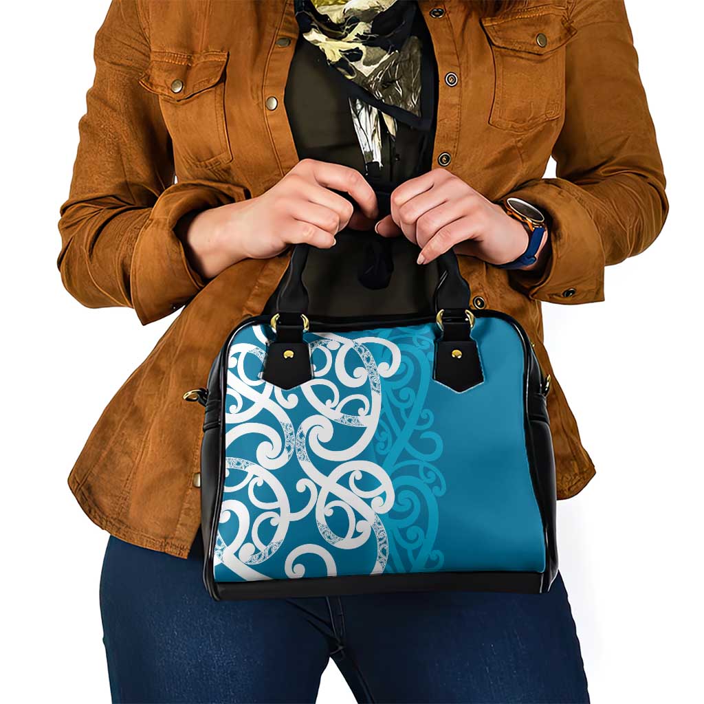 Azure Blue Maori Shoulder Handbag Koru Kowhaiwhai - Polynesian Pride