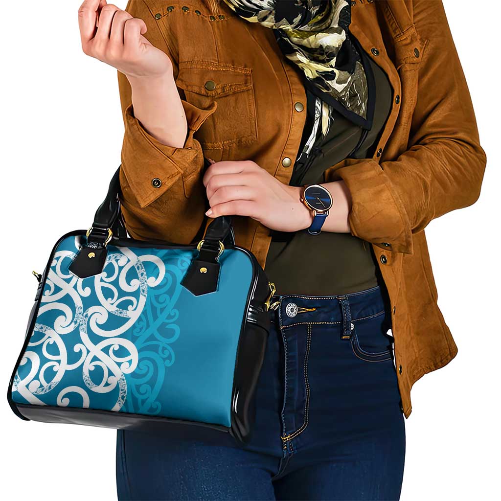 Azure Blue Maori Shoulder Handbag Koru Kowhaiwhai - Polynesian Pride