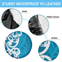 Azure Blue Maori Spare Tire Cover Koru Kowhaiwhai - Polynesian Pride