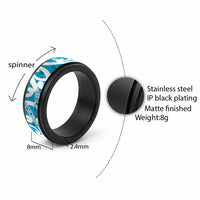 Azure Blue Maori Spinner Ring Koru Kowhaiwhai
