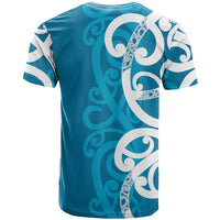 Azure Blue Maori T Shirt Koru Kowhaiwhai LT7 - Polynesian Pride