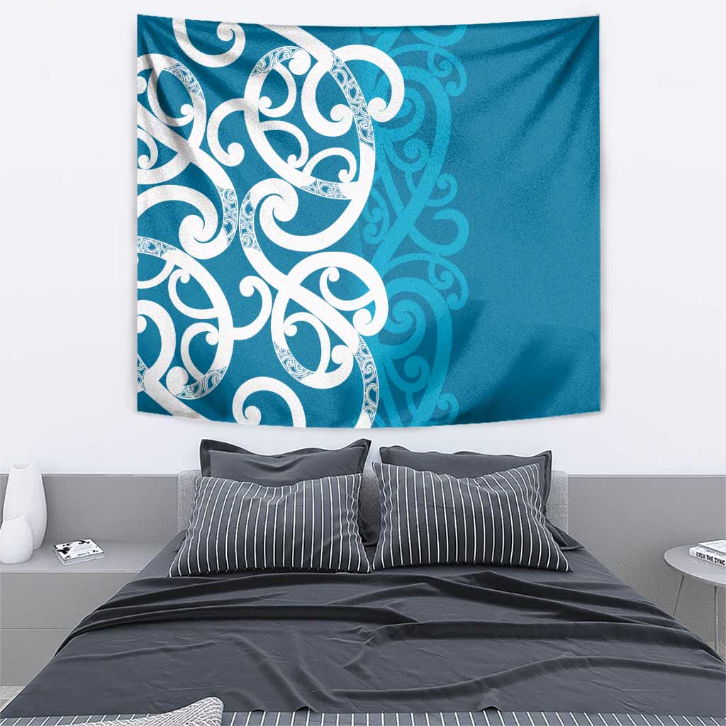 Azure Blue Maori Tapestry Koru Kowhaiwhai - Polynesian Pride