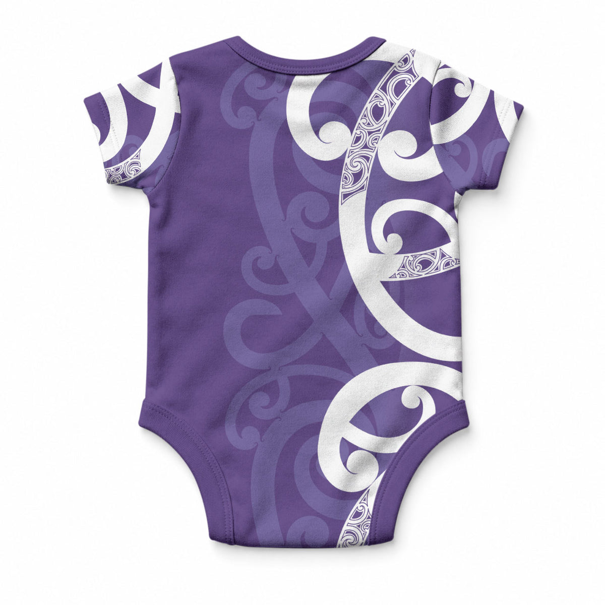 Violet Green Maori Baby Onesie Koru Kowhaiwhai