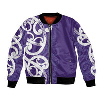 Violet Green Maori Bomber Jacket Koru Kowhaiwhai - Polynesian Pride