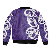 Violet Green Maori Bomber Jacket Koru Kowhaiwhai - Polynesian Pride