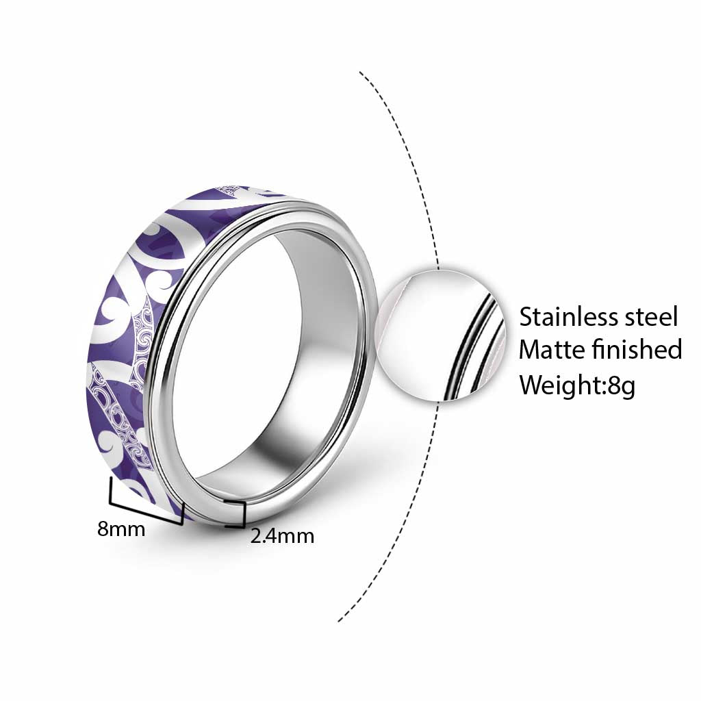 Violet Green Maori Classic Ring Koru Kowhaiwhai